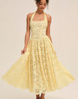 Elegant Lace Backless Maxi Dress