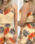 New Women's Yellow Floral Cami Set for Commuting