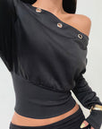 Fashionable Asymmetrical Shoulder Sweatshirt