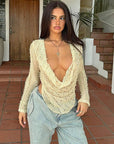 Trendy Long Sleeve Top with Unique Fabric