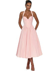 V-Neck A-Line Dress with Bow Detail