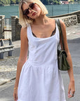 Summer Casual White Cotton Linen Dress