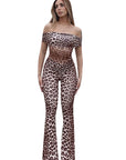 Summer Leopard Print One-Shoulder Jumpsuit