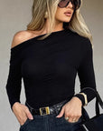 Trendy Asymmetrical Off-Shoulder Long Sleeve Top