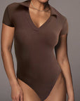 Summer New Women's Cotton Polo Neck Slim Fit Bodysuit