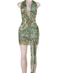Sexy Deep V-Neck Floral Dress