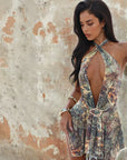 Summer Sexy Deep V Neck Halter Backless Dress