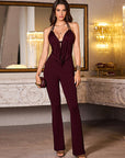 Deep V Neck Halter Jumpsuit for Women