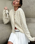 Autumn Winter Solid Color Knitted Cardigan for Women
