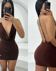 Sexy Slim Fit Deep V Neck Backless Dress