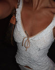 Summer Sexy Lace Tank Top with Color Block Trim