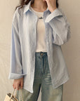 New Casual Long Sleeve Striped Polo Shirt