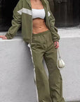 Casual Color Block Hoodie Set for Women