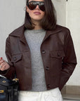 Vintage Short Leather Jacket for Women