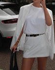 Stylish White Two-Piece Set for Office Wear