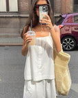 Casual White Tank Top and Shorts Set for Women