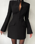 Elegant Slim Fit Long Sleeve Suit Dress