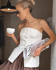 Simple White Strapless Top for Women