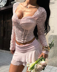 Sexy Lace Long Sleeve Top for Casual Wear