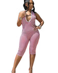 Stylish Striped Backless Jumpsuit for Women