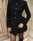 Vintage American Style College Blazer and A-Line Skirt Set