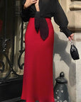 Elegant Red Satin Mermaid Skirt for Women