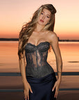 Lace Embossed Strapless Bustier Top