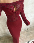 Lace Off-Shoulder Long Sleeve Dress