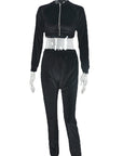 Stylish Two-Piece Set with Long Sleeve Top and Pants