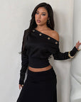 Fashionable Asymmetrical Shoulder Sweatshirt