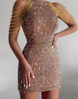 2026 Spring Summer Fashion Sexy Crystal Chain Bodycon Dress