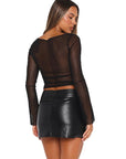 Sheer Long Sleeve Cropped Top for Women