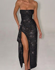 Elegant Strapless Bodycon Dress with Slit