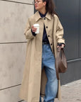 New Women's Khaki Long Trench Coat
