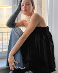 French Vintage Black Strapless Top for Women