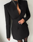 Elegant Slim Fit Long Sleeve Suit Dress