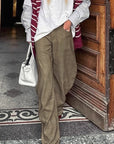 British Style Plaid High Waist Trousers for Women
