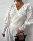 Spring Summer New V-Neck Lace Blouse