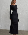 Elegant Long Sleeve Round Neck Backless Dress