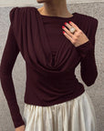 Elegant Pleated Long Sleeve Top for Women