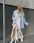 European Style Ruffled Strap Dress for Women