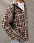 Vintage Brown Plaid Oversized Shirt for Women