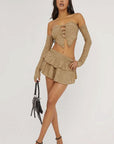 Sexy Hollow Out Off Shoulder Top and Skirt Set