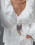 Elegant V-Neck Long Sleeve Blouse with Ruffles