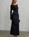 Elegant Long Sleeve Round Neck Backless Dress