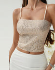 Sleeveless Backless Hollow Out Sequin Top