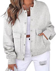 Fashionable Round Neck Short Jacket with Pockets