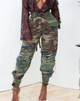 Camouflage Slim Fit Ripped Casual Pants