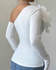 Elegant One-Shoulder Jumpsuit with 3D Decoration