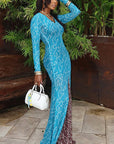 Elegant V-Neck Long Sleeve Bodycon Dress